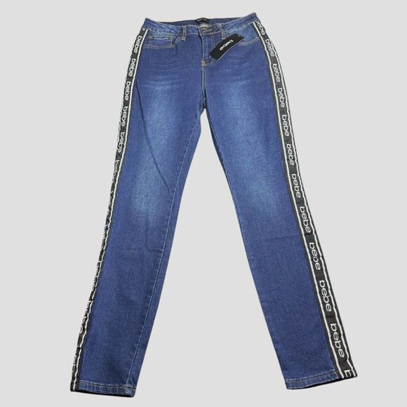 Bebe Women's Side Taping Skinny Jeans Ink Wash Size 29 New With Tags - Picture 1 of 12
